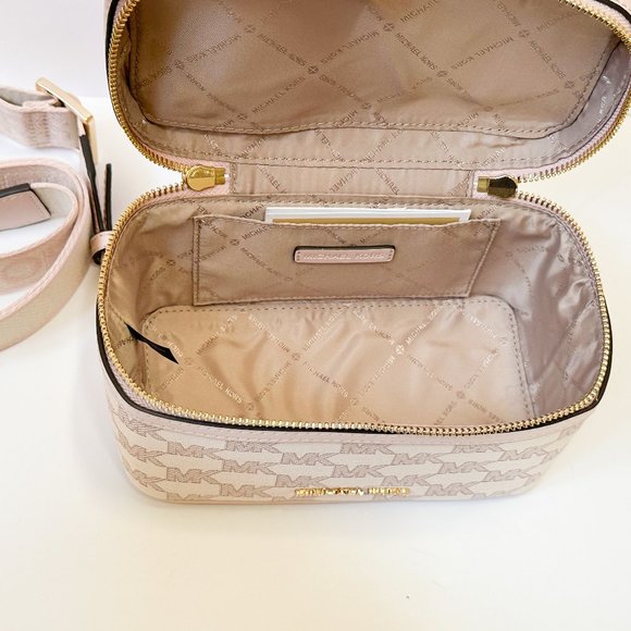 Michael Kors Jet Set Item Medium Zip Trunk Crossbody Bag MK Signature Pink Multi - Picture 8 of 12